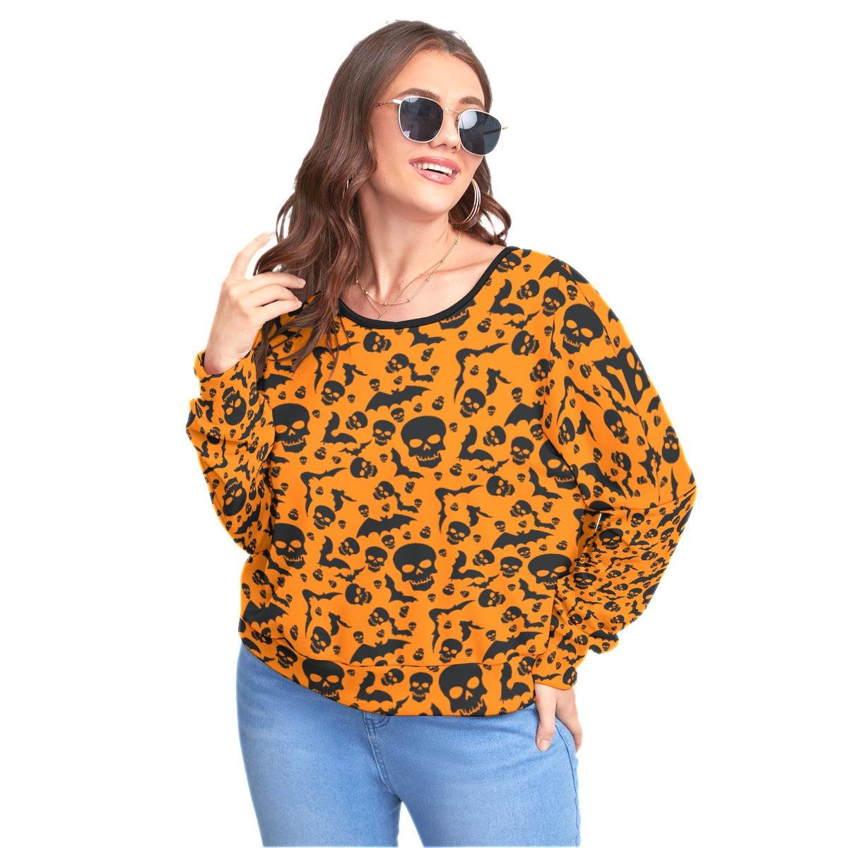 Halloween Bat Skull Backless Sweatshirt With Bat Sleeve - Wonder Skull