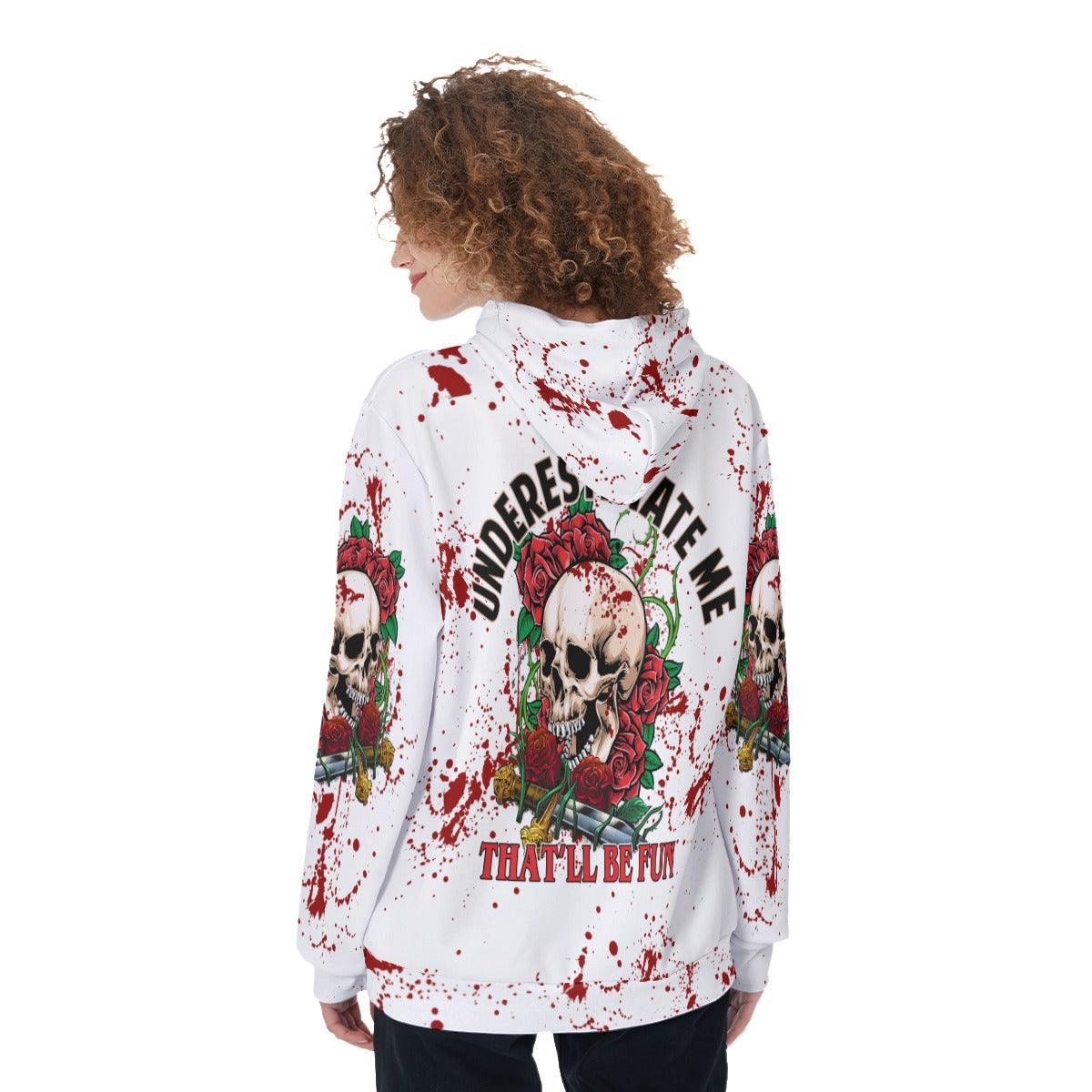 Skull Flower Underestimate Me Funny Hoodie For Women - Wonder Skull