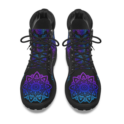 Skull Mandala Rose Cool All-Over Print Women's Short Boots - Wonder Skull