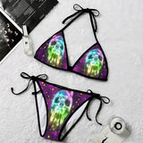 Neon Skull Butterfly Micro Triangle Bikini Swimsuit - Wonder Skull
