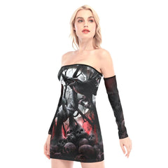 Death Forest Raven Off-shoulder Back Lace-up Dress - Wonder Skull