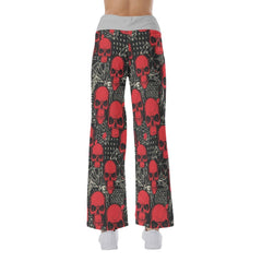 Skull Demon Pattern Pajama Pants Print Drawstring Palazzo Lounge - Wonder Skull