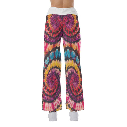 Red Black Tribe Vibe Skull Mom High-waisted Wide Leg Pants - Wonder Skull