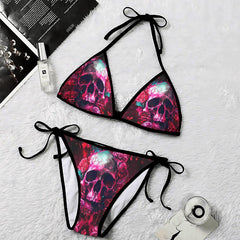 Skull Gothic Rose Micro Triangle Bikini Swimsuit - Wonder Skull