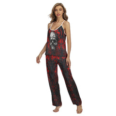 Red Skull Gothic Cami Pajamas Sets For Women Sleepwears Combo - Wonder Skull