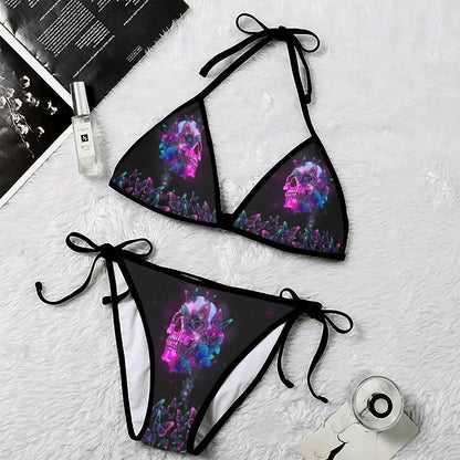 Butterfly Skull Art String Triangle Bikini - Wonder Skull