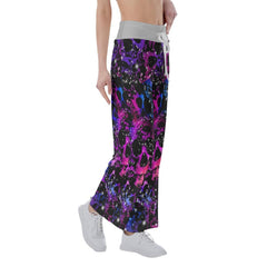 Skull Galaxy Pink Pajama Pants Print Palazzo Lounge - Wonder Skull