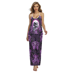 Purple Skull Silver Melt Cami Pajamas Sets For Women Sleepwears Combo - Wonder Skull