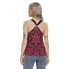 Mandala Skull Racing Tank Top With Irregular Hem - Wonder Skull