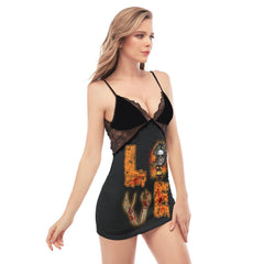 Love Halloween Lace Chemise Nightgown - Wonder Skull