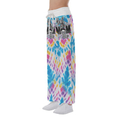 TieDye Blue Yelow Skull Mom High-waisted Wide Leg Pants - Wonder Skull