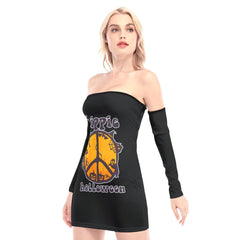 Hippie Halloween Off-shoulder Back Lace-up Dress - Wonder Skull