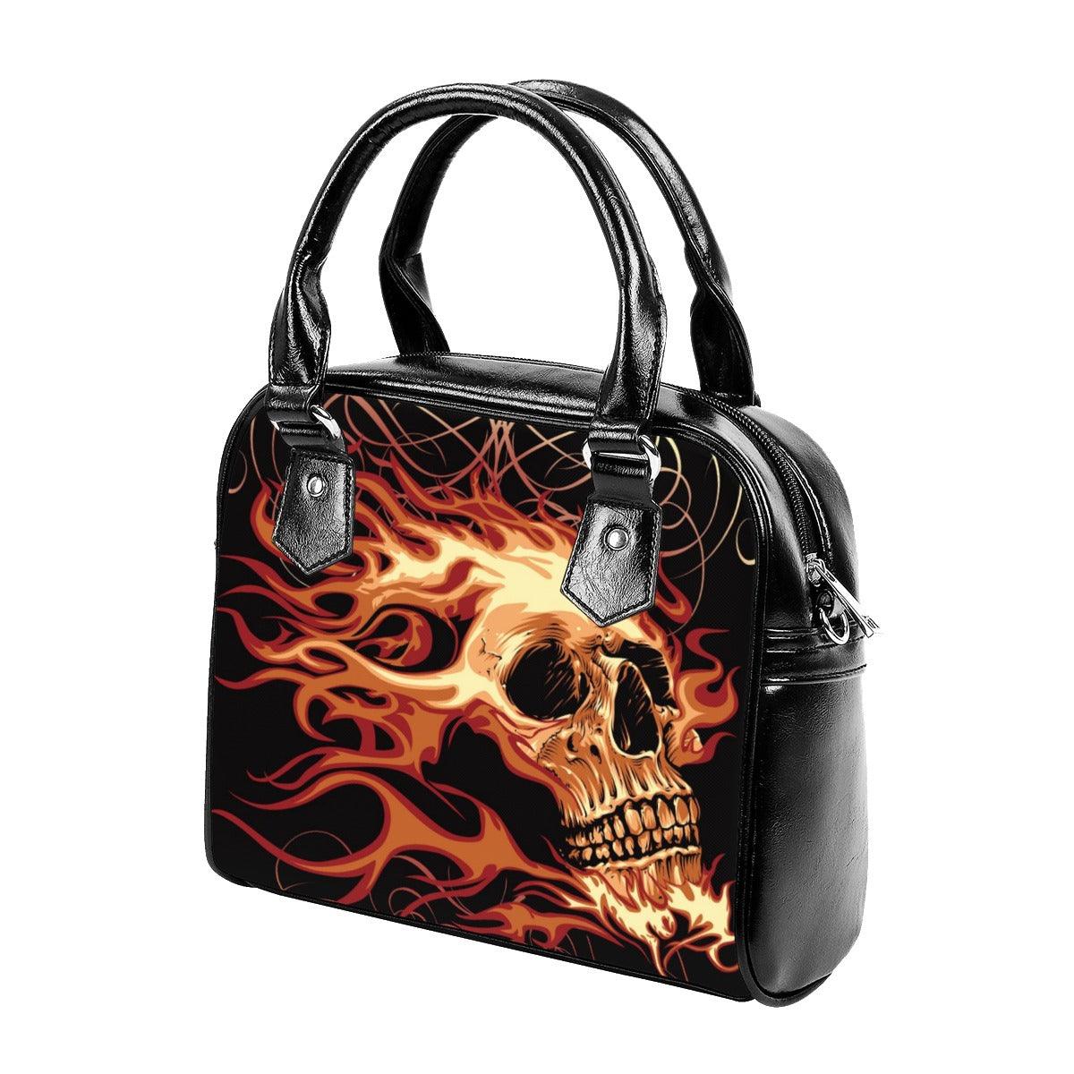 Skull Fire Leather Bag, Amazing Purses For Women - Wonder Skull