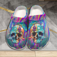 Skull Hologram All-Over Print Women's Classic Clogs - Wonder Skull