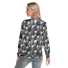 Barbed Wire Skull Pattern Slim Round Neck Sweatshirt - Wonder Skull