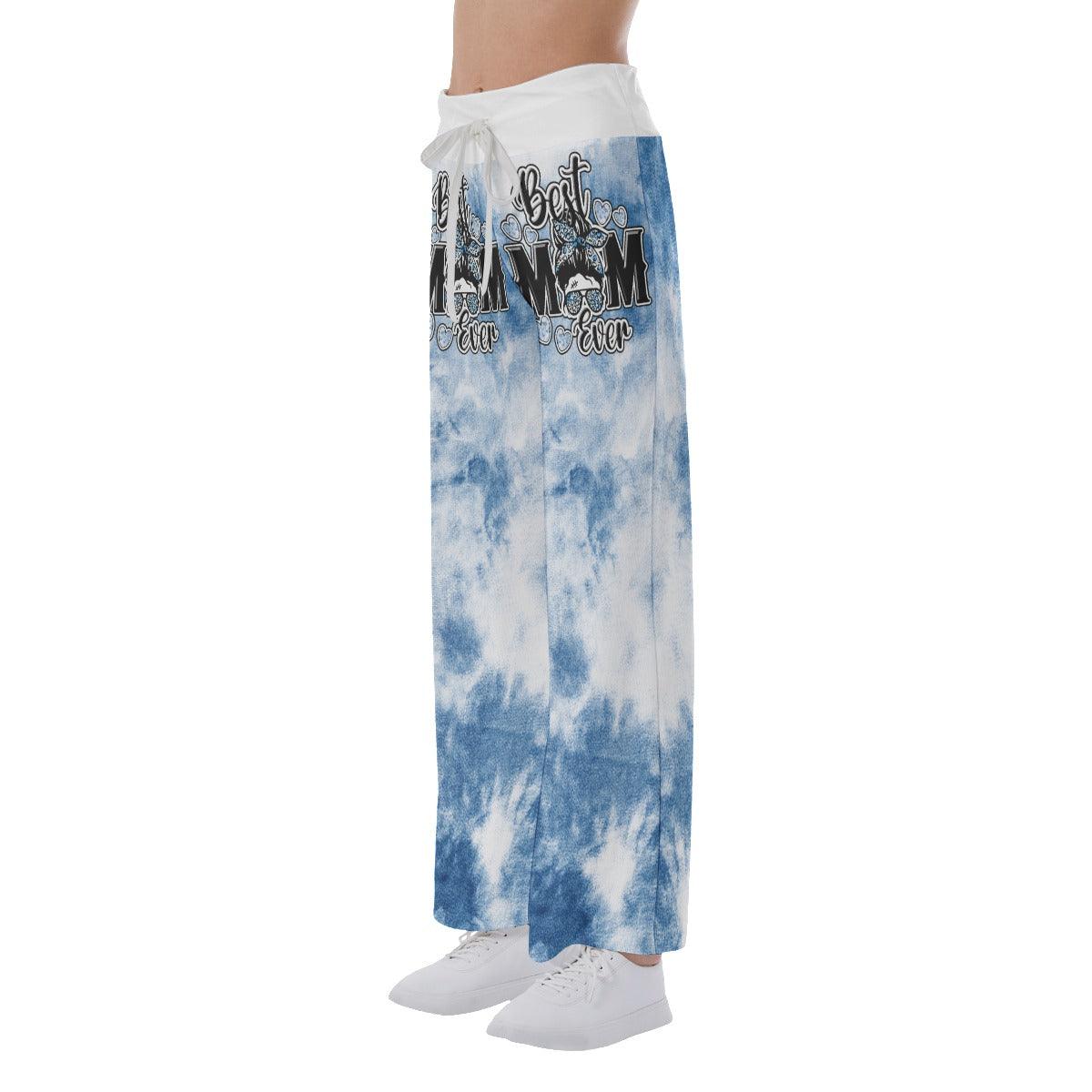 Sky Ocean Blue Skull High-waisted Wide Leg Pants - Wonder Skull
