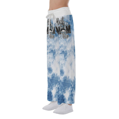 Sky Ocean Blue Skull High-waisted Wide Leg Pants - Wonder Skull