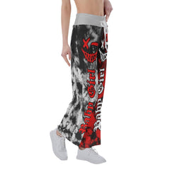 Baby Girl Tiedye Half Red Gray High-waisted Wide Leg Pants - Wonder Skull