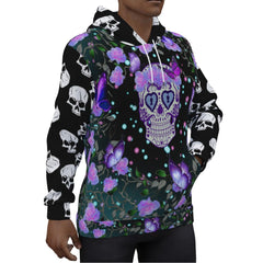 Purple Green Mandala Skull Print Unisex Pullover Hoodie-Wonder Skull