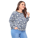 Skull Floral Backless Sweatshirt With Bat Sleeve - Wonder Skull