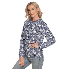 Skull Floral Slim Round Neck Sweatshirt - Wonder Skull