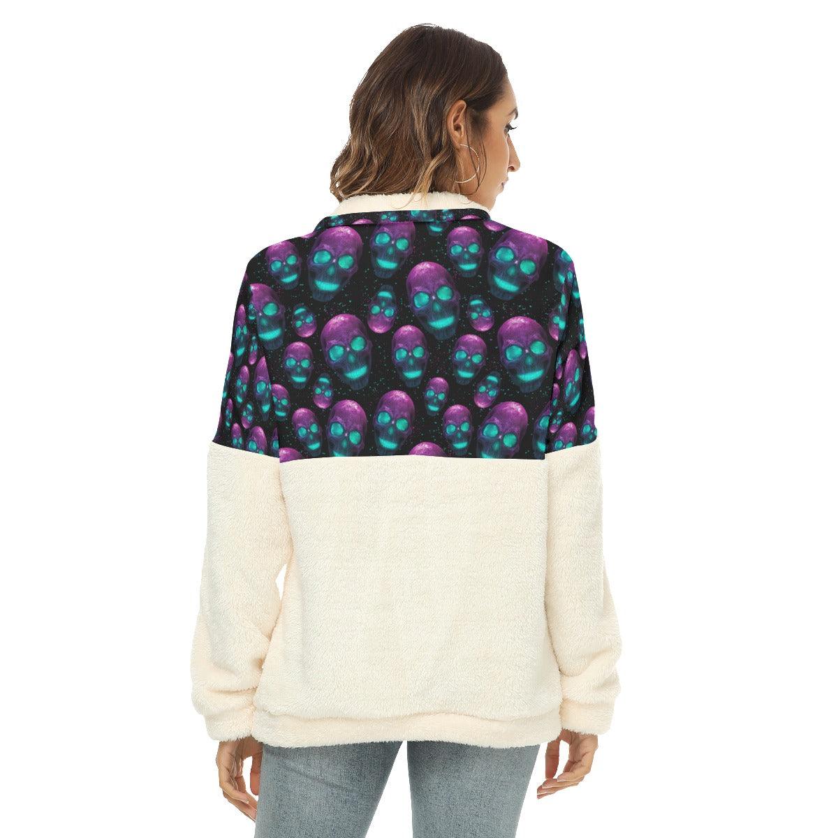 Galaxy Skull Borg Fleece Sweatshirt With Half Zip - Wonder Skull