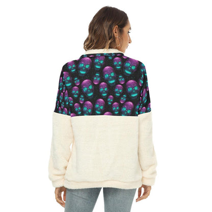 Galaxy Skull Borg Fleece Sweatshirt With Half Zip - Wonder Skull