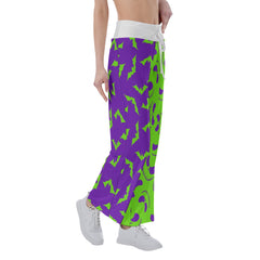 Purple Green Halloween Skull Nightmare Women's High-waisted Wide Leg Pants | Wonder Skull