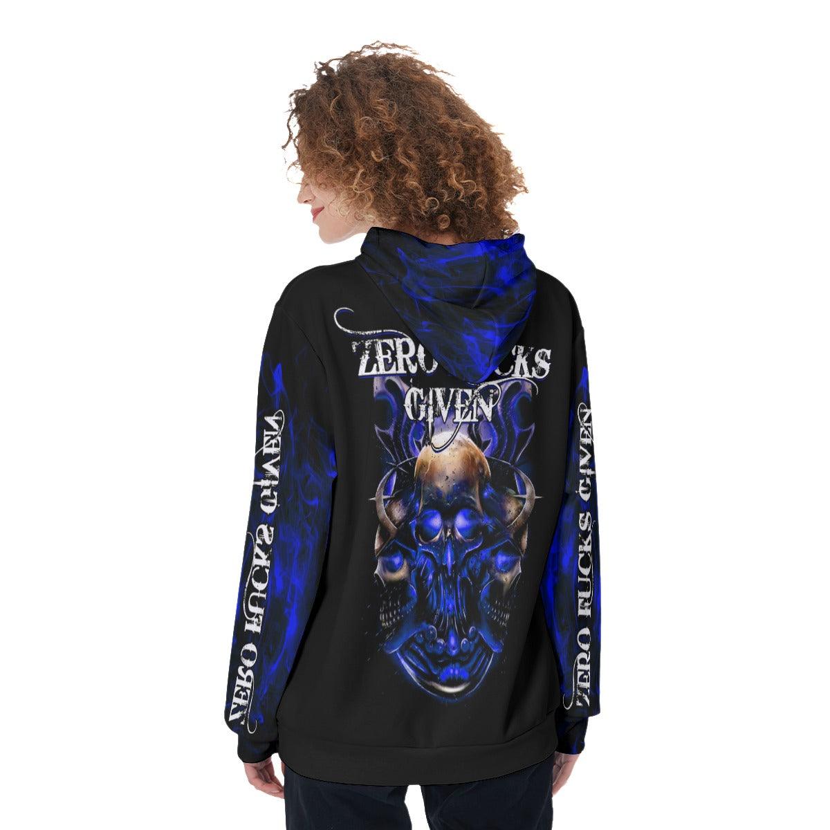 Zero Fucks Givens Funny Hoodie For Women - Wonder Skull
