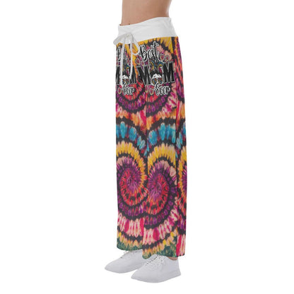 Red Black Tribe Vibe Skull Mom High-waisted Wide Leg Pants - Wonder Skull