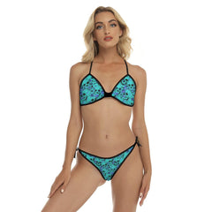 Cyan Blue Skull Pattern Micro Triangle Bikini Swimsuit - Wonder Skull