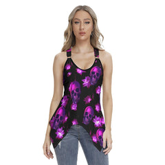 Lotus Pink Skull Gothic Women's Racing Tank Top - Wonder Skull