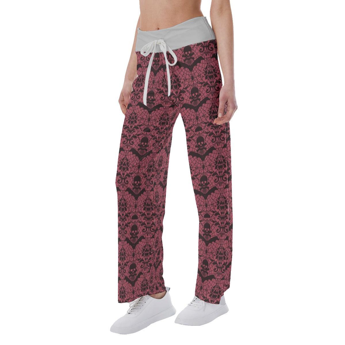 Gothic Skull High-waisted Straight-leg Trousers - Wonder Skull