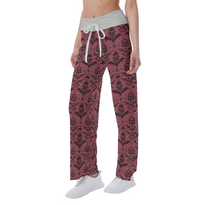 Gothic Skull High-waisted Straight-leg Trousers - Wonder Skull