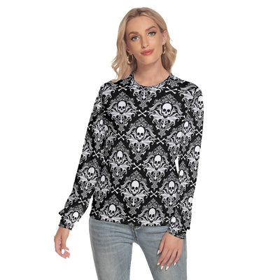 Gothic Skull Pattern Slim Round Neck Sweatshirt - Wonder Skull