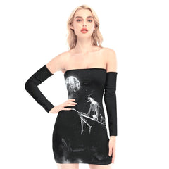 Skeleton Witch Off-shoulder Back Lace-up Dress - Wonder Skull