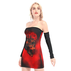 Skull Hell Planet Off-shoulder Back Lace-up Dress - Wonder Skull