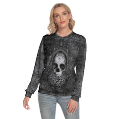 Gothic Mirror Skull Slim Round Neck Sweatshirt - Wonder Skull