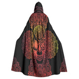 Orange Gradient Skull Mandala Hooded Cloak - Wonder Skull