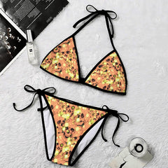 Sparkling Yellow Skull Micro Triangle Bikini Swimsuit - Wonder Skull