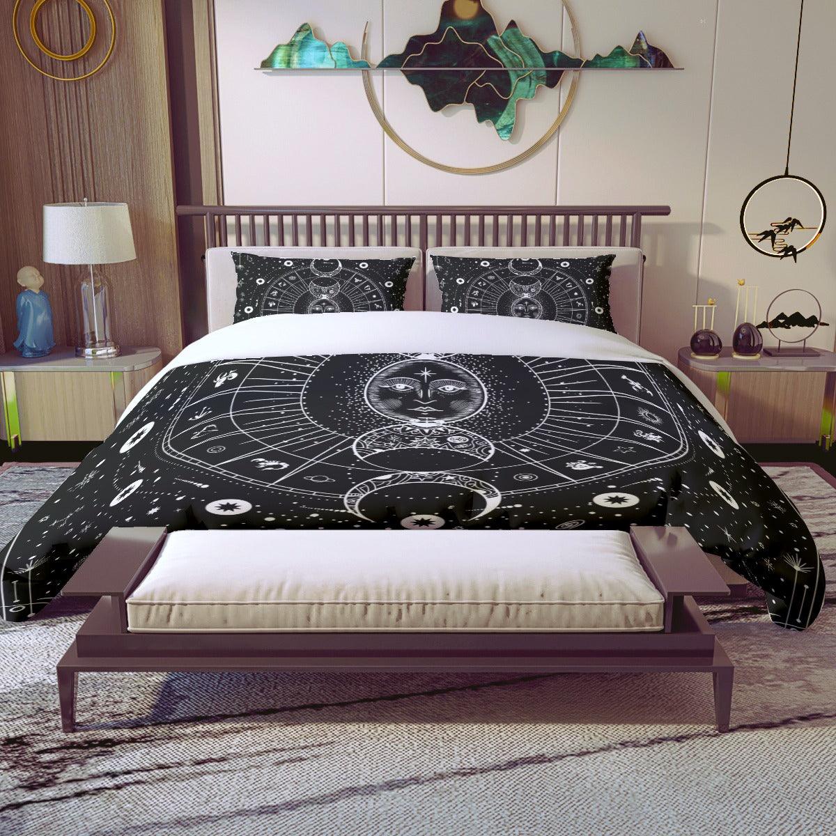 Tarot Goth Pattern Flannel Fleece Quilt & Pillow Cases - Wonder Skull