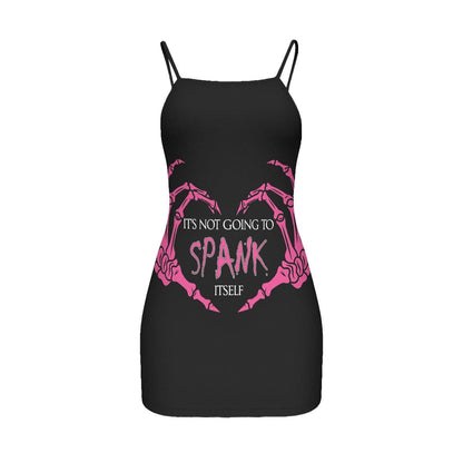 Spank Itself Skull Printed Body Dress, Naughty Sleeveless Minidress For Women-Wonder Skull