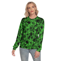 Green Thunder Skull Slim Round Neck Sweatshirt - Wonder Skull