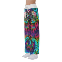 Solid Tiedye Skull High-waisted Wide Leg Pants - Wonder Skull