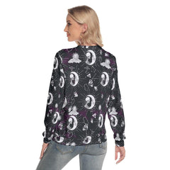 Gothic Skull Moon Slim Round Neck Sweatshirt - Wonder Skull