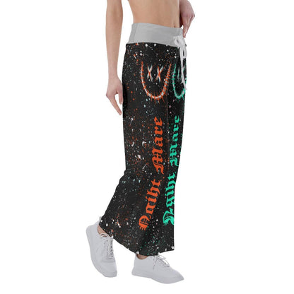 Nightmare Face Smile Half Galaxy High-waisted Wide Leg Pants - Wonder Skull