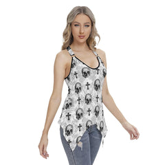 Cross Skull Pattern Women's Racing Tank Top - Wonder Skull