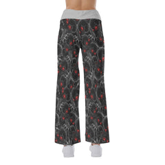 Skull Pattern Pajama Pants Print Drawstring Palazzo Lounge - Wonder Skull