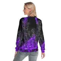 Purple Smoke Skull Slim Round Neck Sweatshirt - Wonder Skull