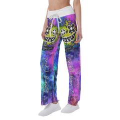 Healing Rainbow Skull Smile High-waisted Wide Leg Pants - Wonder Skull